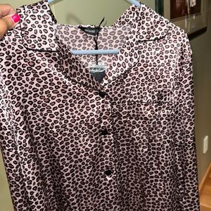 Women's silk leopard print sleepwear NWT